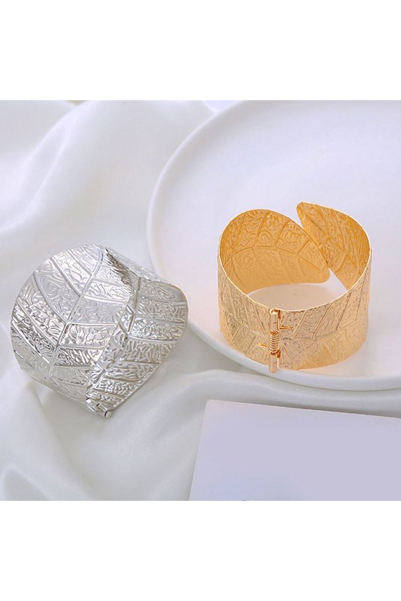 2Pcs Leaf Open Bracelet Adjustable Bangles Assorted Color Minimalist Wrist Jewelry