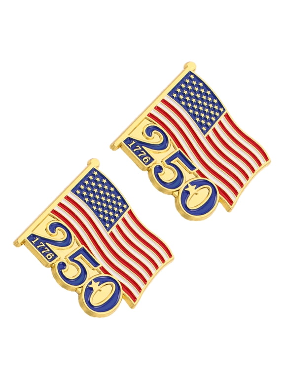 2Pcs Usa Flag Lapel Pin Red Alloy Enamel Patriotic Accessory for July 4Th