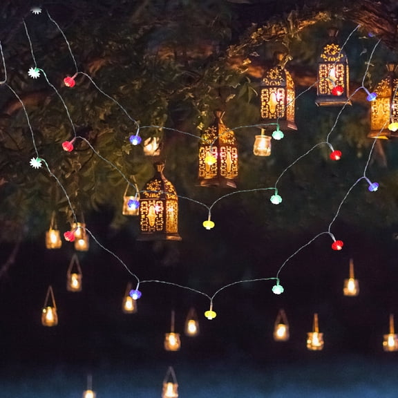 HONMEET 2Pcs Lunar New Year Lanterns String PVC Red Battery Operated Indoor Decor