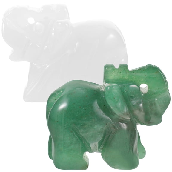 HONMEET 2-Pack Mini Elephant Quartz Sculptures for Desk, Office & Home Decor, Unique Table Decoration Figurines