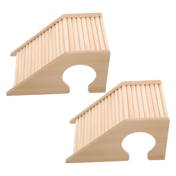 HONMEET 2-Pack Multifunctional Wooden Hamster Ladder and Nest Bridge for Small Pet Habitats and Accessories
