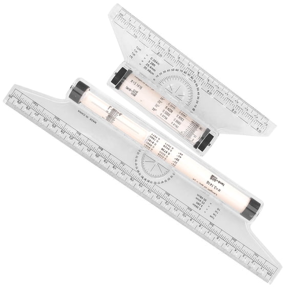 HONMEET 2Pcs Multi-Function Drawing Ruler Tool with Protractor and Compass Features for Designers