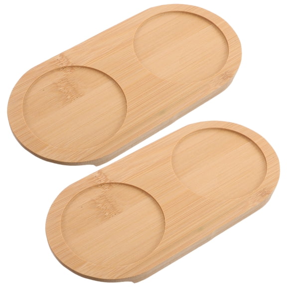 HONMEET 2-Pack Drink Tray with 2 Slots, Portable Sturdy Wine Cup Holder in Khaki for Outdoor and Home Use