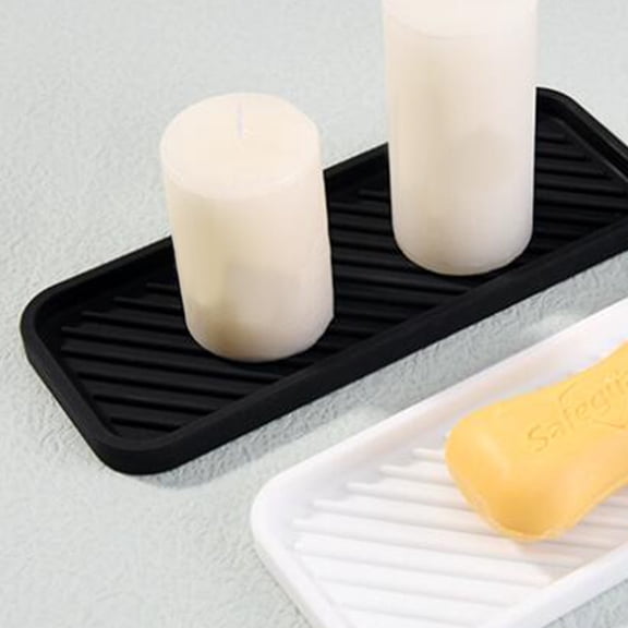 HONMEET 2-Pack Black Silicone Multipurpose Drying Mat and Sink Tray for Kitchen Counter and Home Use