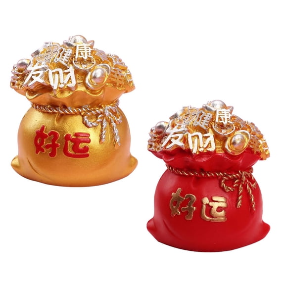 HONMEET 2-Pack Resin Money Bag Figurines Assorted Colors Desktop Decorations for New Year Holiday Scene