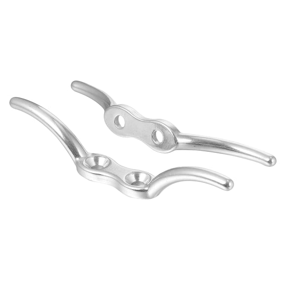 HONMEET 2Pcs Plated Silver Boat Cleats Stainless Steel Rope Cleat for Dock Securing Boating Accessories