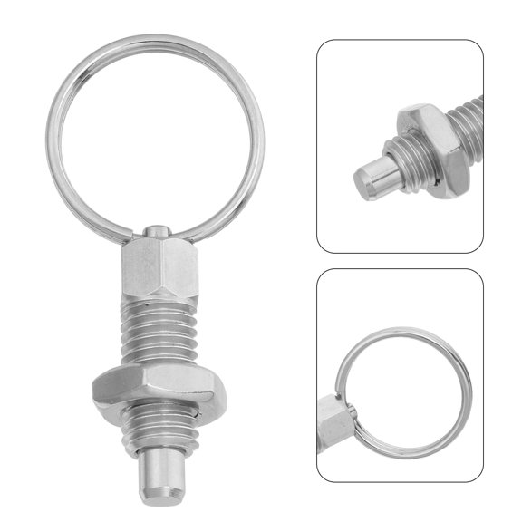 HONMEET 2Pcs Plated Silver Stainless Steel Spring Plunger with Pull Ring for Fast Installation and Durable Equipment Repair