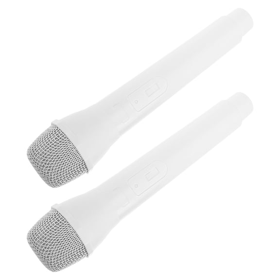 HONMEET 2-Pack White Plastic Fake Microphone Props for Stage Performance, Party Decoration, and Photo Booth Accessories
