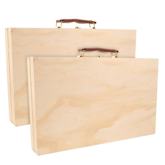 HONMEET 2Pcs Portable Wooden Painting Tool Organizer Box with Compartments for Paint Supplies