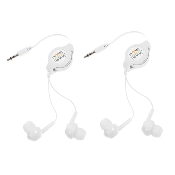 HONMEET 2-Pack Portable -Ear Retractable Earbud Headphones with Elastic Cord for Comfortable Commuting