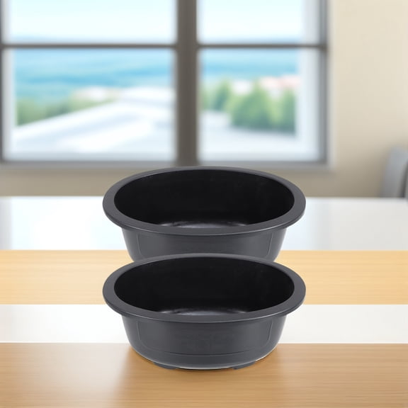 HONMEET 2Pcs Large Black Plastic Planting Pot Oval Bonsai Flowerpot for Office Balcony and Garden Use