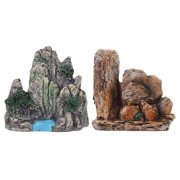 HONMEET 2-Pack Fish Decorations Resin Rocks for Aquarium Landscaping Assorted Colors and Realistic