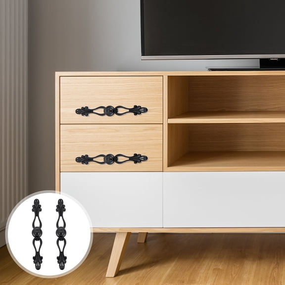 HONMEET Furniture Handles European Style Knobs Black Zinc Alloy 2Pcs 6.8X0.9In