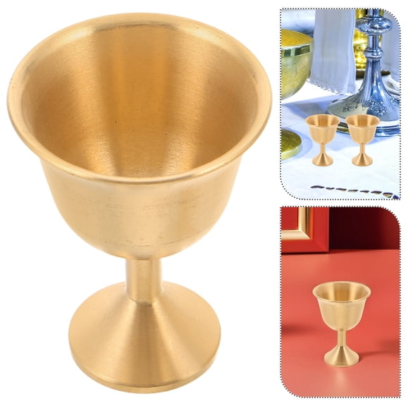 HONMEET 2Pcs Retro Style Brass Chalice Cups for Wine Ceremony and Holy Water Display