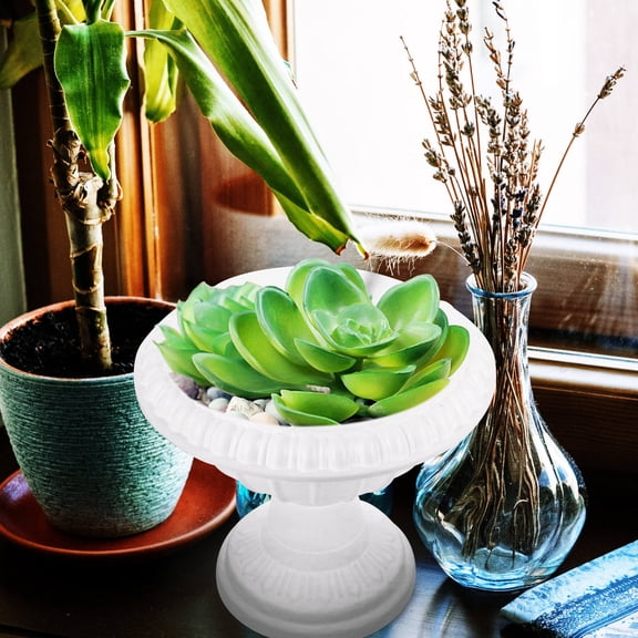 HONMEET 2Pcs Roman Column Planter Plastic Flower Pot White for Plant Lovers