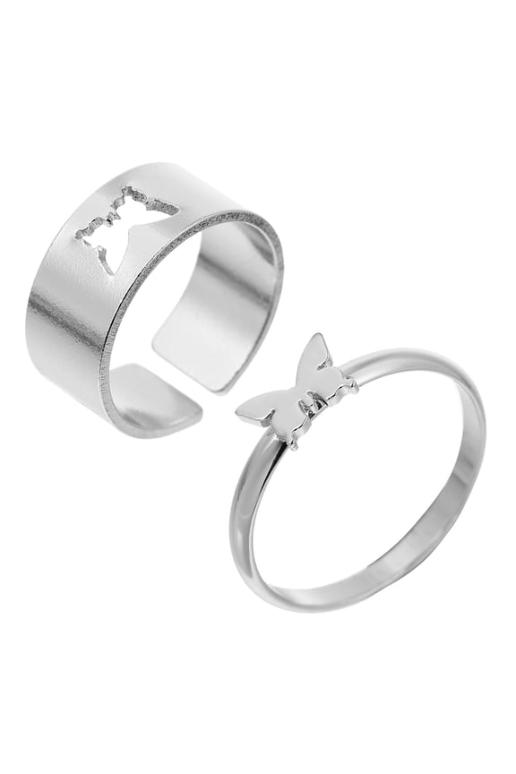 2 Pieces Romantic Couple Finger , Anti-Rust Copper Bands, Stylish Decorative Jewelry Set