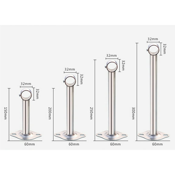 HONMEET Stainless Steel Towel Rail Brackets 2 Pieces for Kitchen Bathroom Wall Mount