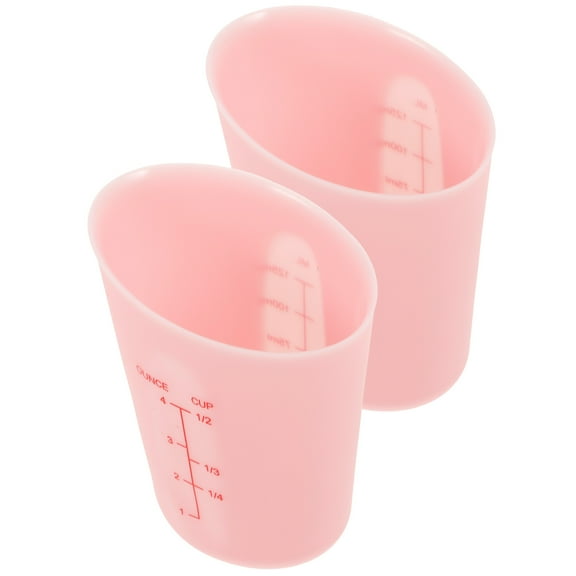 HONMEET 2Pcs Silicone Mixing Cups for Resin and Kitchen Use Pink Semi Transparent with Graduated Scale