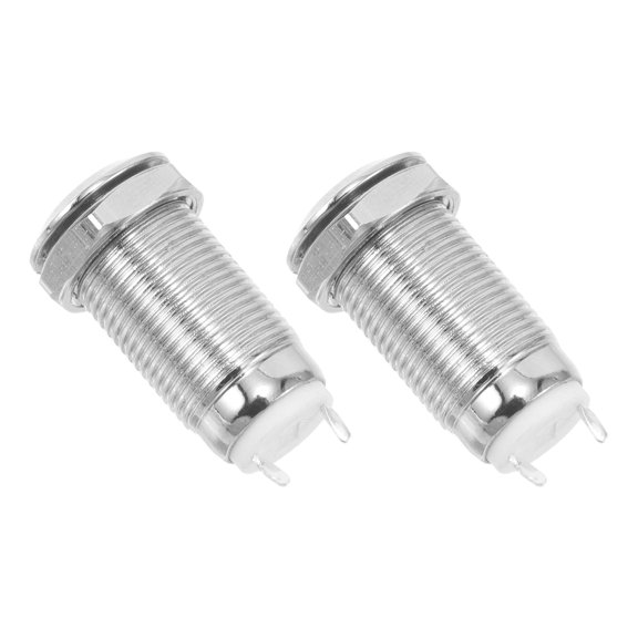 HONMEET 2Pcs Small Plated Silver Round on Off Push Button Switch for Vehicle Panel Mount Applications