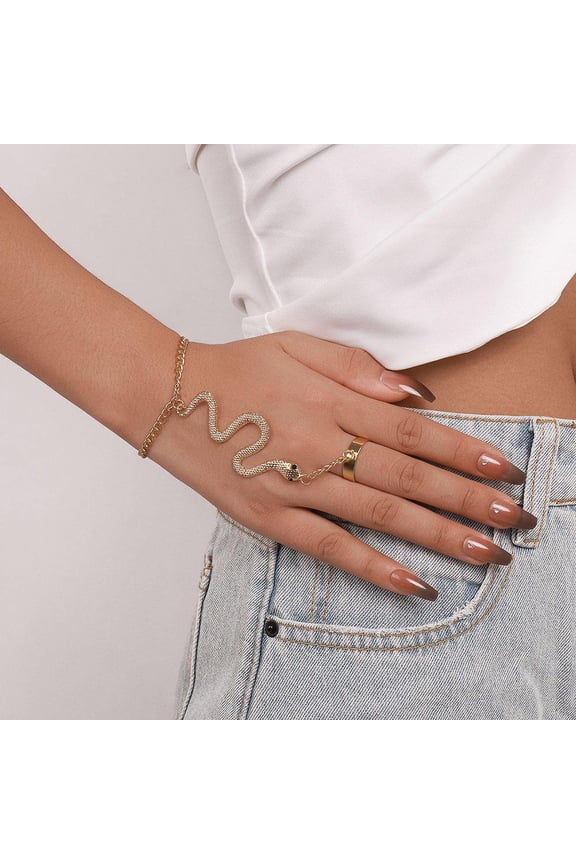 2Pcs Snake Chain Bracelet for Woman Retro Style Alloy Adjustable Hypoallergenic