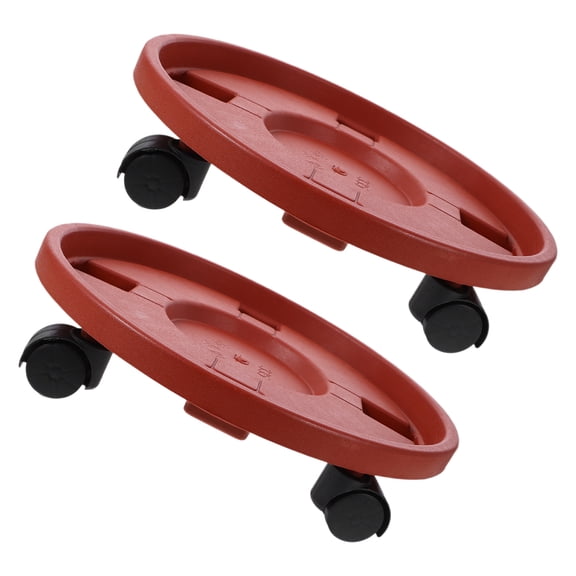 HONMEET 2-Pack Brown Plastic Plant Pot Tray with Stable Base for Easy Plant Mobility and Gardening Convenience