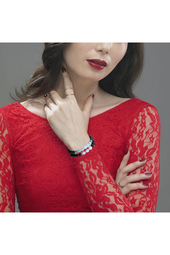 2-Piece Stone Beaded Bracelet Set for Couples, Elegant Jewelry Gift for Valentines Day and Special Occasions