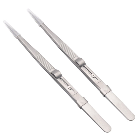 HONMEET 2Pcs Straight Tip Tweezers Set Stainless Steel for Eyelash Picking and Jewelry Holding