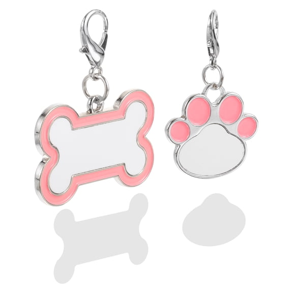 HONMEET 2Pcs Sublimation Blank Dog Tags for Dogs Pink Metal Pet Tag Diy Daily Use