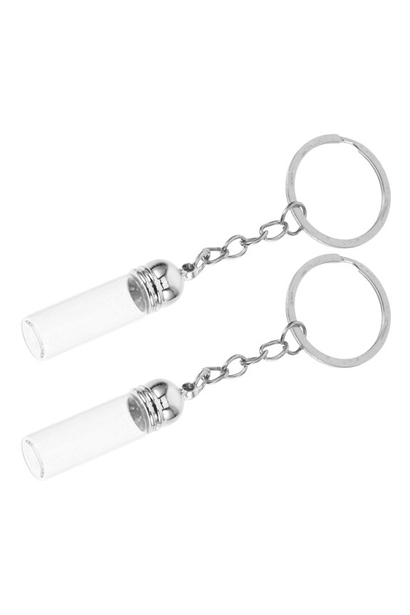 2Pcs Transparent Glass Bottle Keychains for Purse Backpack Accessories Decoration