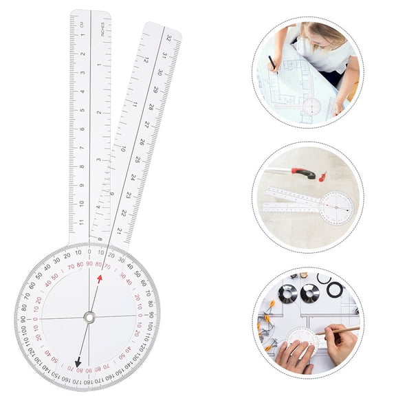 HONMEET 2Pcs Transparent Plastic Goniometer Angle Ruler Portable Foldable Angle Measuring Tool for Drafting