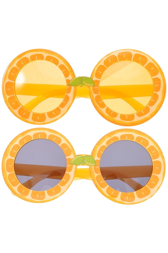 2-Pack Tropical Party Sunglasses Orange Plastic Frame Fruit-Inspired Design Fun Eyewear for Adults