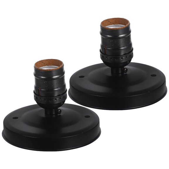 HONMEET 2Pcs Universal E26 E27 Black Industrial Light Bulb Socket Aluminum Fixture for Indoor Use