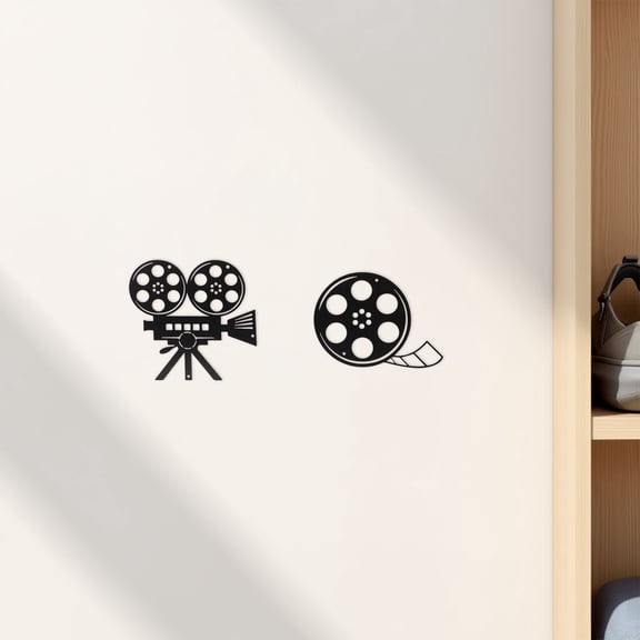HONMEET Set of 2 Vintage Style Metal Movie Projector Wall Decor Film Reel for Indoor Wall Hanging