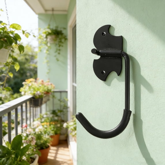 HONMEET 2Pcs Wall Mounted Bike Hooks Black Metal Rack for Garage Organization