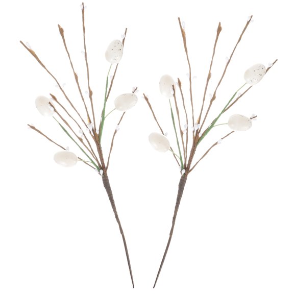 HONMEET White Plastic and Metal Easter Egg Picks for Decoration, 2Pcs
