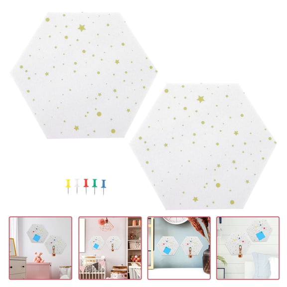 HONMEET 2Pcs White Hexagon Felt Wall Memo Board for Photo Display and Note Organization