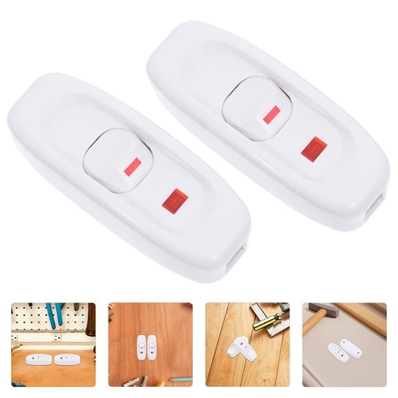 HONMEET 2Pcs White Inline Electrical Switches Push Button with Indicator Light Easy Installation for Lamps