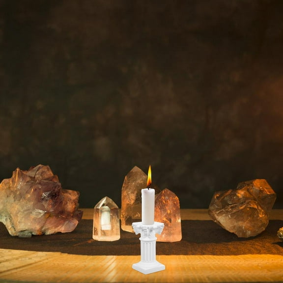 HONMEET 2Pcs White Resin Candle Holders 7In Roman Column for Living Room Table Centrepiece