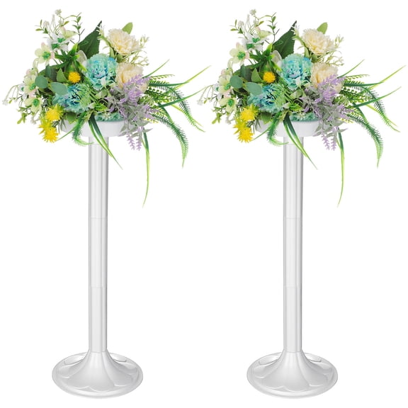 HONMEET 2Pcs Wedding Roman Pillar White Decorative Column for Outdoor and Indoor Party Flowerpot Holder