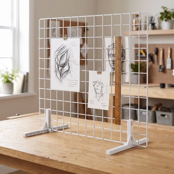 HONMEET 2-Pack White Wire Grid Panel Support Legs with Plastic Base for Kitchen Storage and Organization Solutions