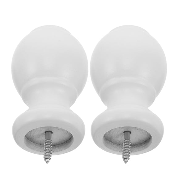 HONMEET 2-Pack White Wood Curtain Rod Finials Decorative End Caps for Living Room Window Drapery