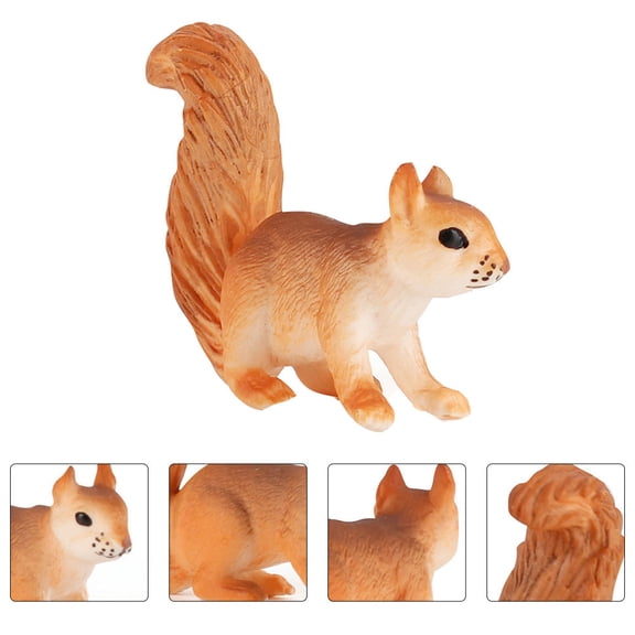 HONMEET 2-Pack Wild Animal Figurines Squirrel Models in Assorted Colors Decorative Animal Ornaments