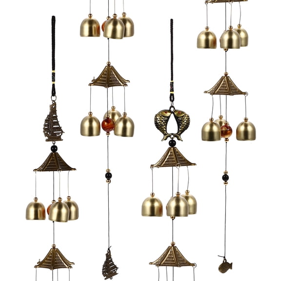 HONMEET 2Pcs Home Chime Decor Coffee Color Wind Bell Hanging for Bedroom Decoration