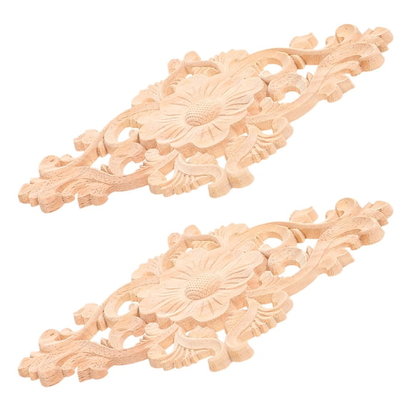 HONMEET 2Pcs Wood Appliques for Furniture in Elegant Style 8.3x5.7x0.4in
