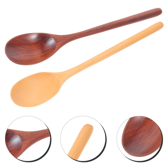 HONMEET 2Pcs Ramen Soup Spoon Wooden Mixing Spoon with Assorted Color for Kitchen Use