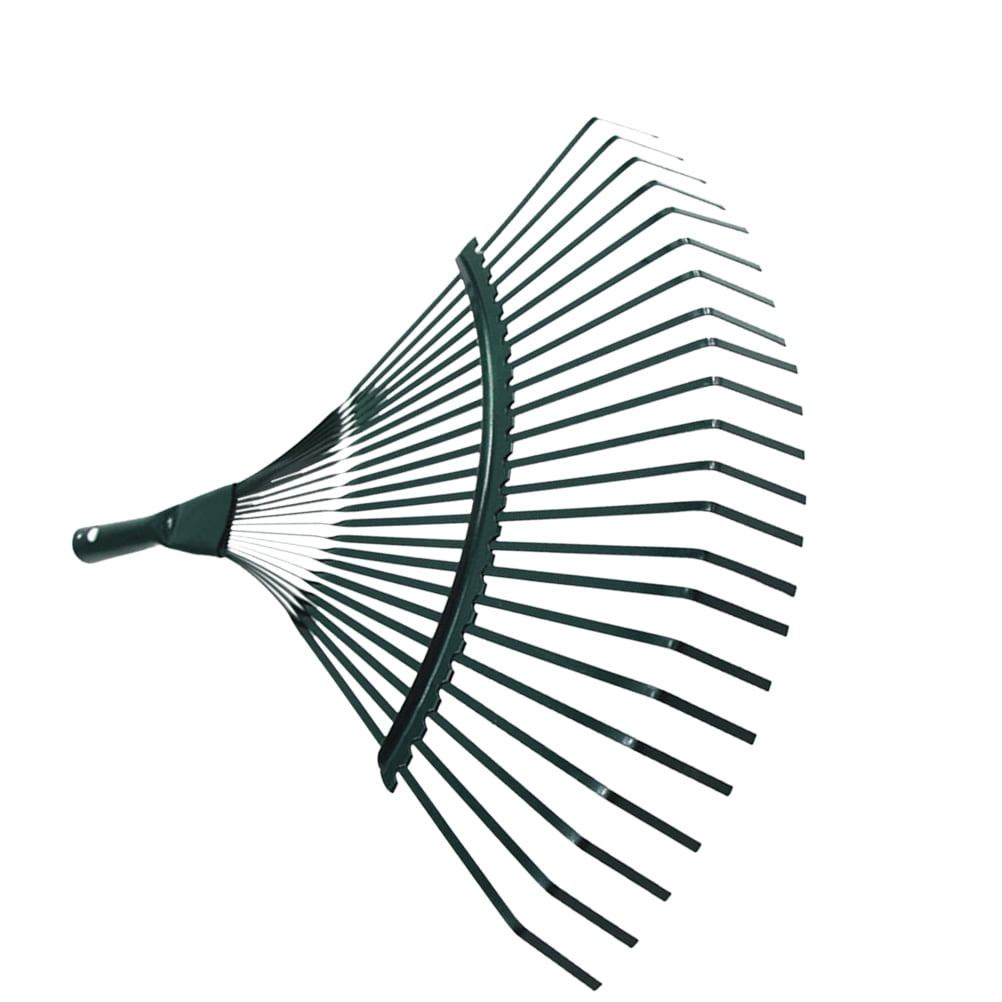 HONMEET 2Pcs Metal Garden Rakes with Dark Green Handles for Efficient Yard Debris Removal
