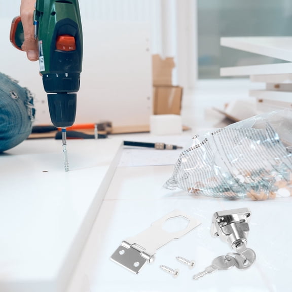 HONMEET 2Sets Cabinet Locks with Keys Stainless Steel Hasp Lock Latch for Home Security