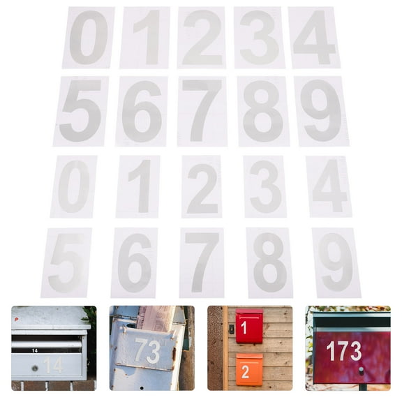 HONMEET 2Sets Waterproof White Adhesive Mailbox Numbers for Outside Durable and Reflective