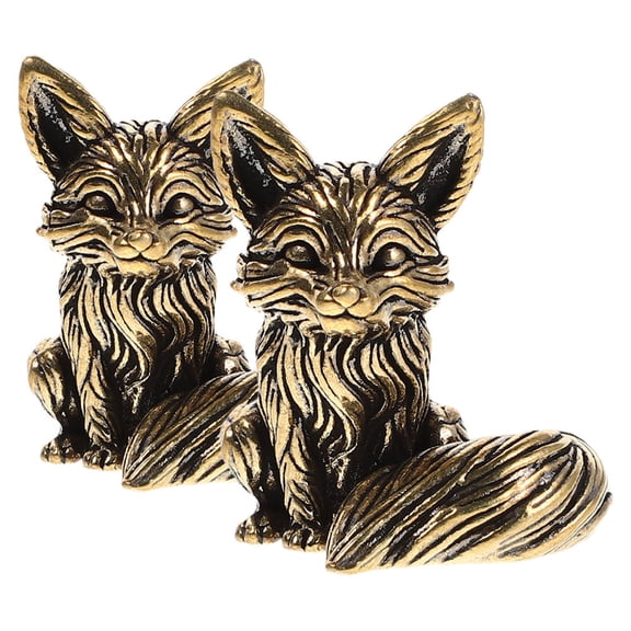 HONMEET Golden Brass Fox Figurine for Home Decor, Sturdy and Elegant
