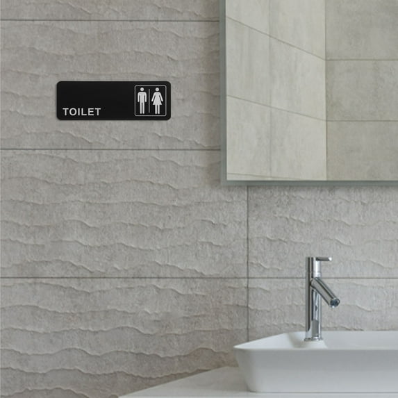 HONMEET Black Acrylic Bathroom Door Signs, Restroom Door Decor, 2 Pieces for Home and Office